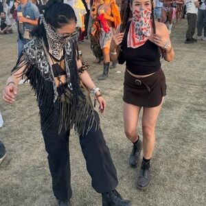 Beaded Festival Fringe Leather Poncho